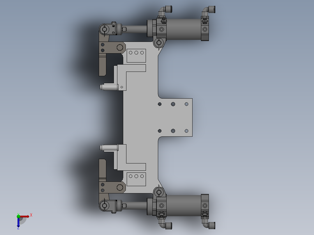 基于连杆原理的压紧机构俯视图
