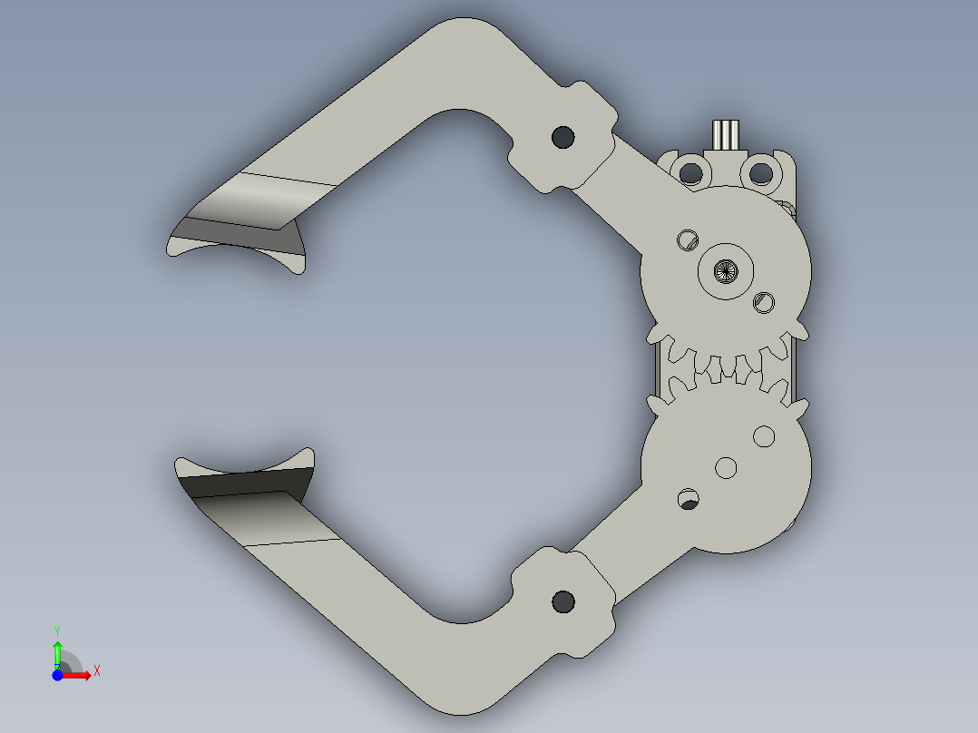 机械爪下前视图