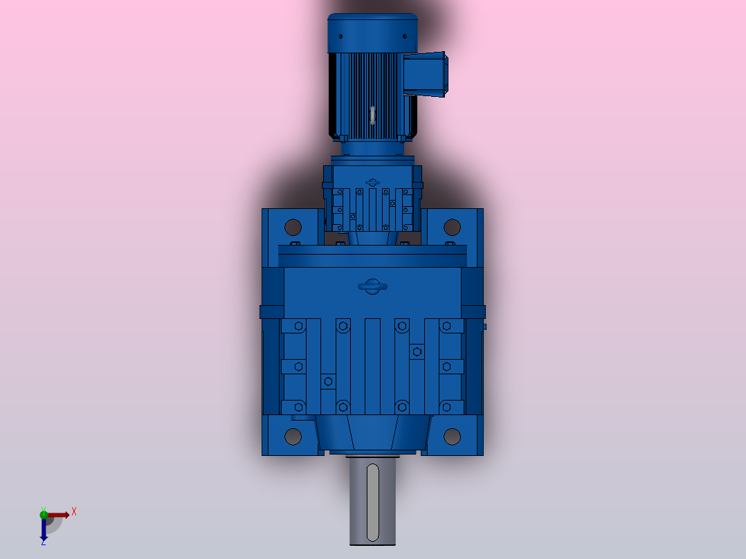 R147R77底脚轴伸式安装组合型斜齿轮减速机R147R77-Y2.2-4P-100-M1-0°俯视图