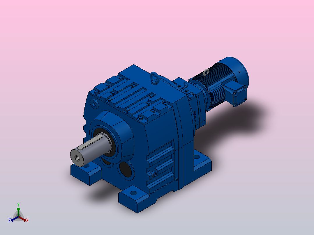 R147R77底脚轴伸式安装组合型斜齿轮减速机R147R77-Y2.2-4P-100-M1-0°正等轴测图