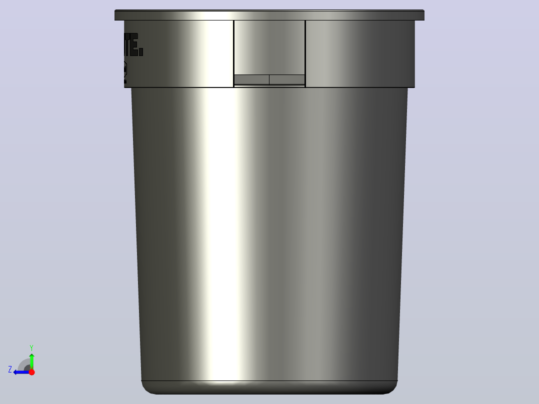 垃圾箱 垃圾处理设备rubbermaid-brute-trash-can-1834-模型格式为 stp x_t sw右视图