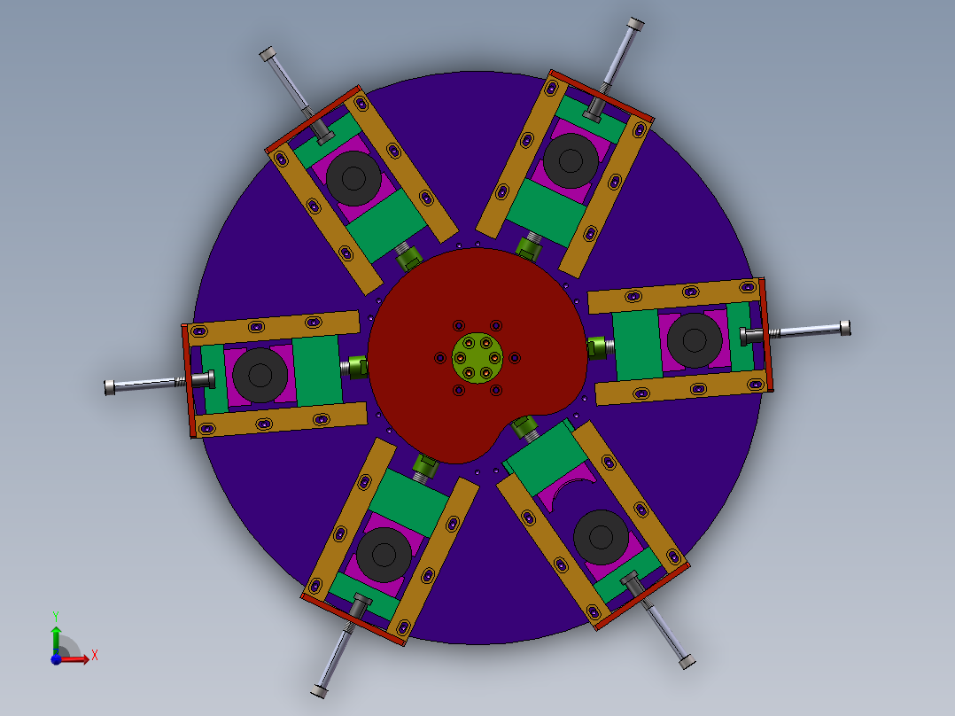 六工站旋转自夹紧分料机sw18可编辑前视图
