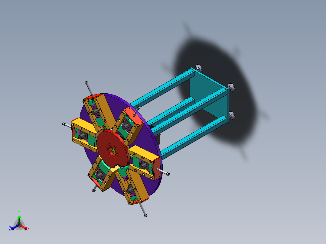 六工站旋转自夹紧分料机sw18可编辑正等轴测图