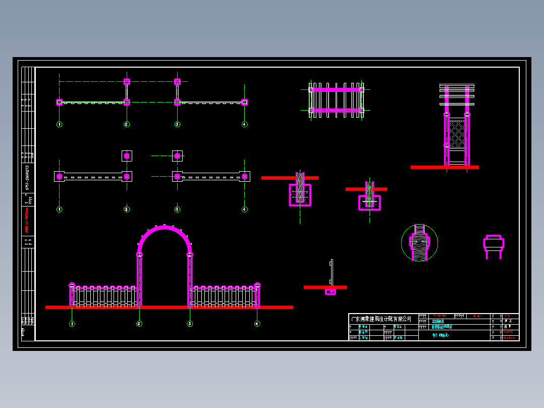 防腐木栅栏景门铁艺屏风景墙流水钵CAD图纸图1纸