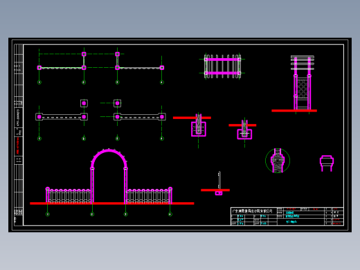 防腐木栅栏景门铁艺屏风景墙流水钵CAD图纸图1纸
