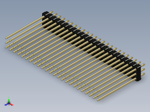 彩色公头100mil（2.54mm）系列-DS1021_black_3x24p_100mil_Type43_rev1.0正等轴测缩略图