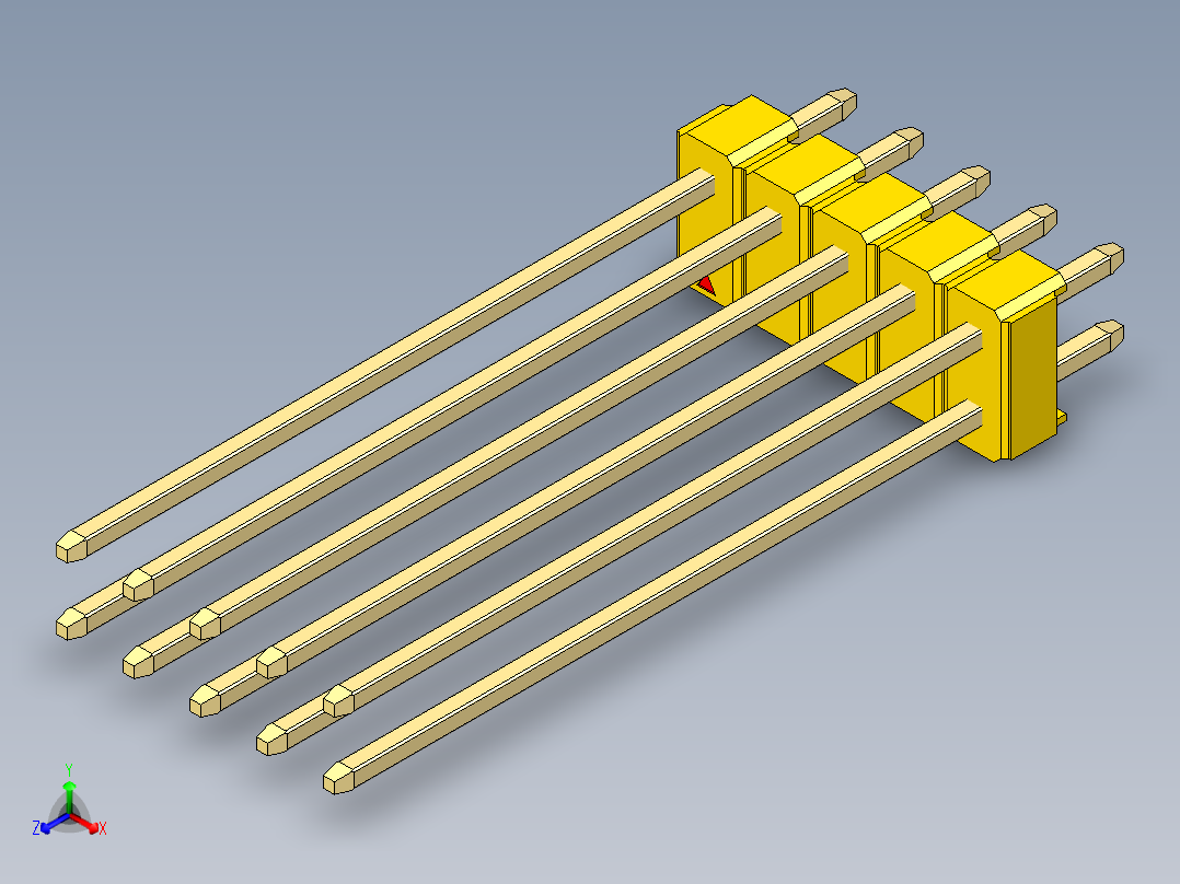 彩色公头100mil（2.54mm）系列-DS1021_yellow_2x05p_100mil_Type43_rev1.0主视图
