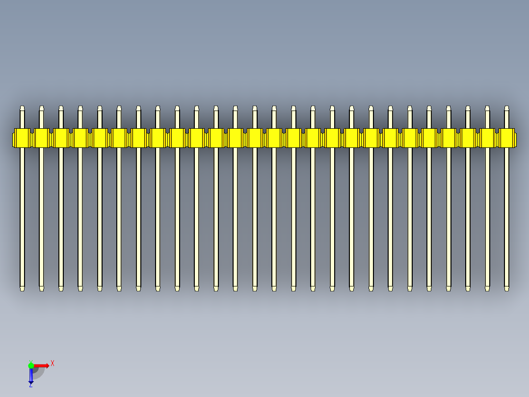 彩色公头100mil（2.54mm）系列-DS1021_yellow_1x26p_100mil_Type19_rev1.0俯视图