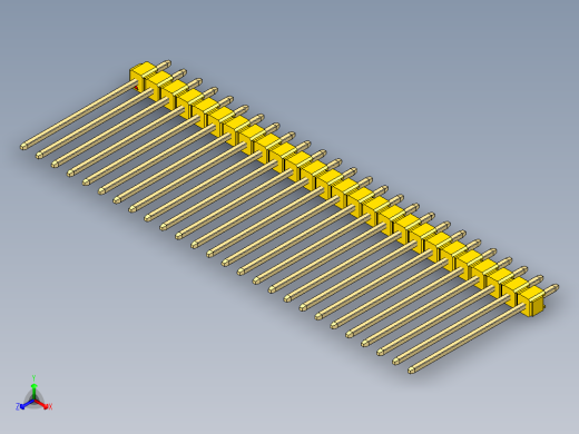 彩色公头100mil（2.54mm）系列-DS1021_yellow_1x26p_100mil_Type19_rev1.0正等轴测缩略图