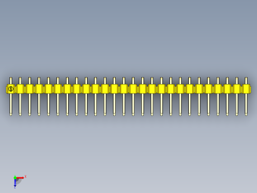 彩色公排针 100mil 2.54mm 系列-DS1022_yellow_1x26p_100mil_TypeD_rev1.0俯视缩略图