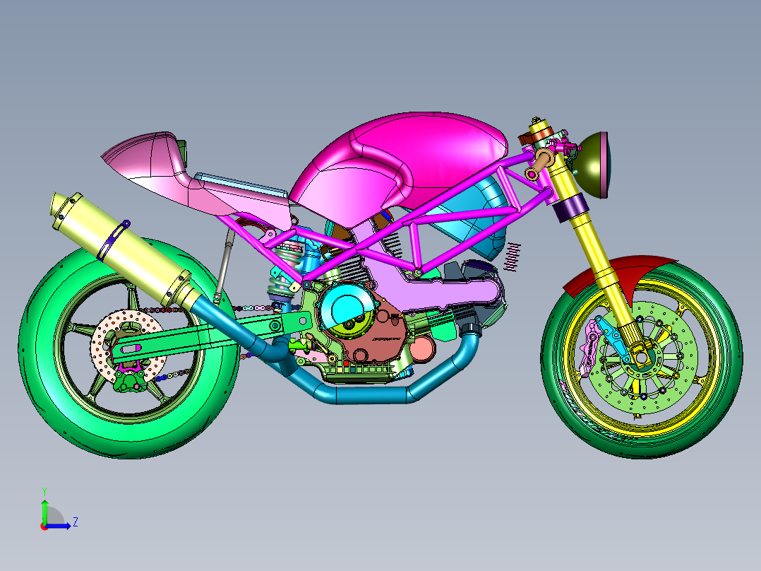 杜卡迪怪兽改装咖啡骑士左视图