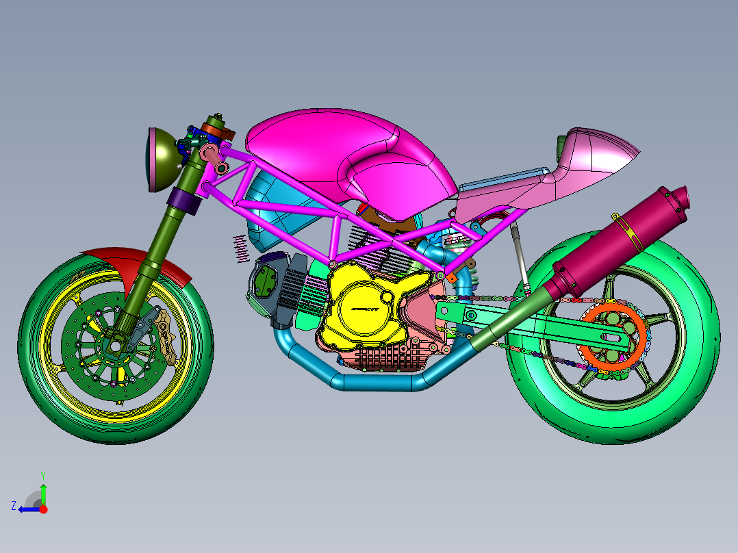 杜卡迪怪兽改装咖啡骑士右视图
