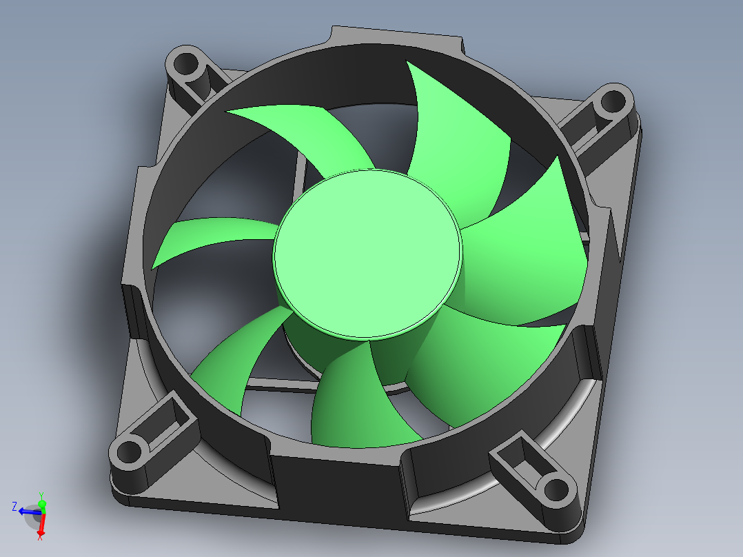 fan电脑主机CPU风扇简易模型3D图纸 Solidworks设计