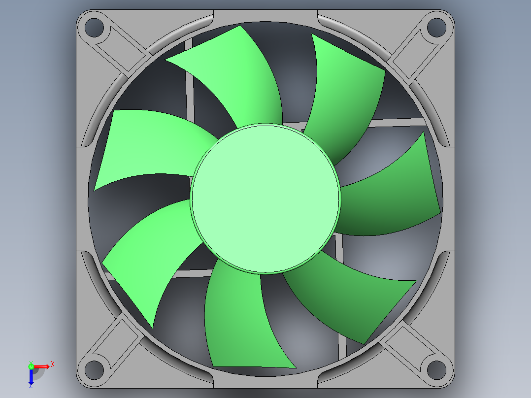 fan电脑主机CPU风扇简易模型3D图纸 Solidworks设计俯视图