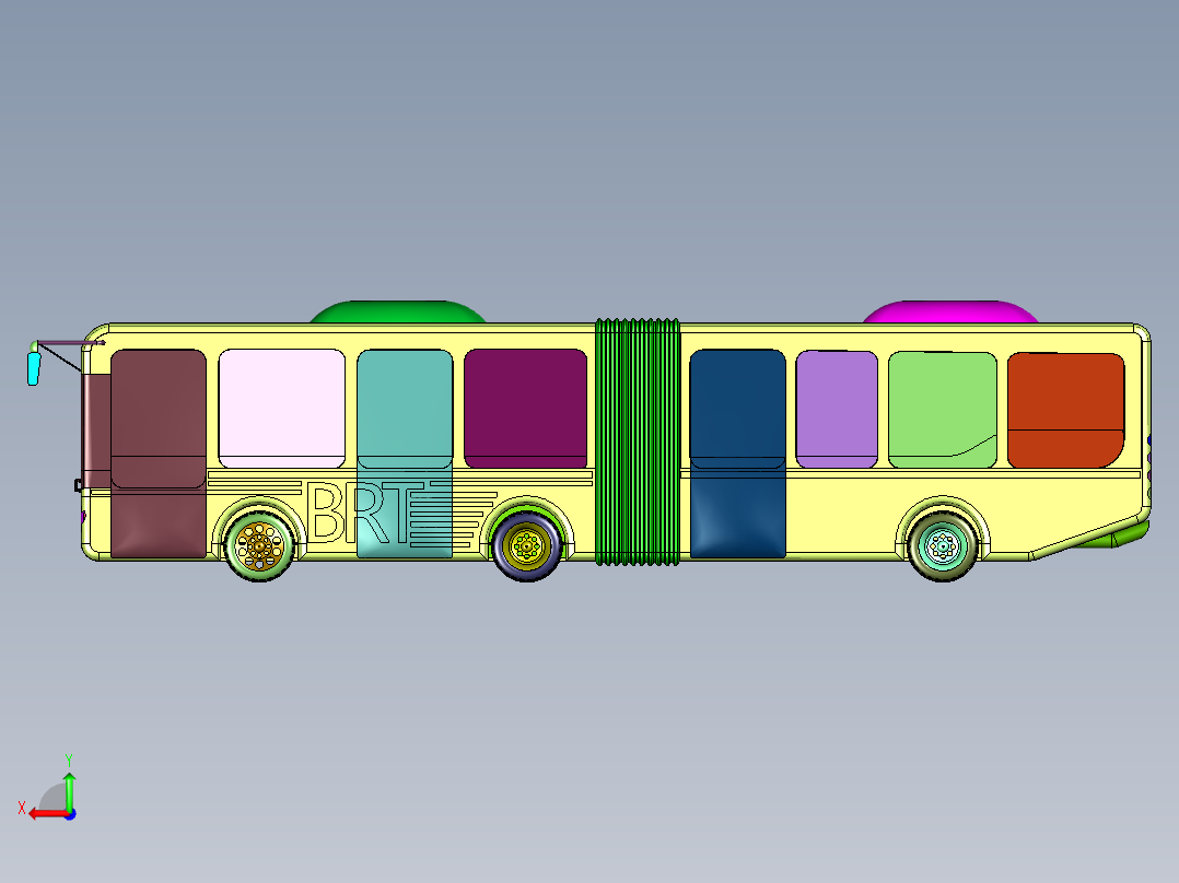 公交车玩具双节电车后视图