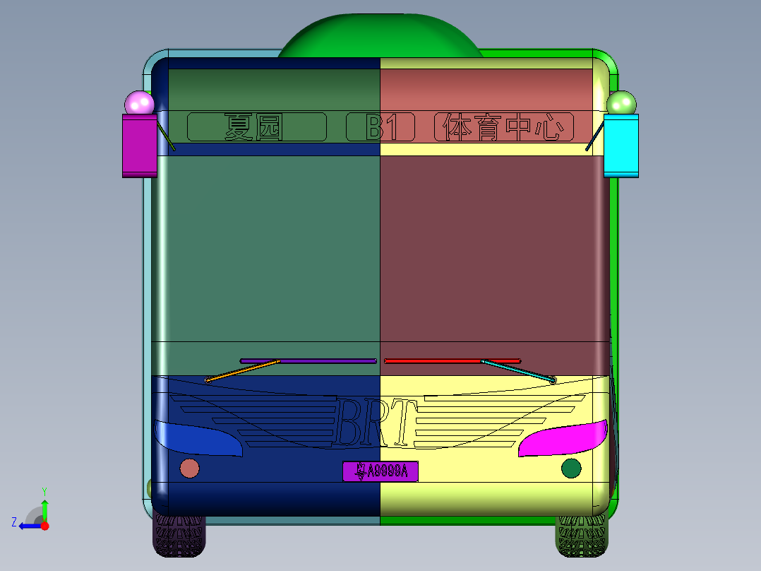 公交车玩具双节电车右视图
