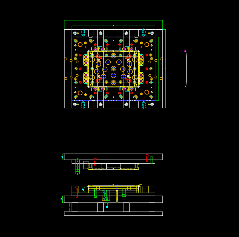 笔记本A面外壳65度弧度成型模具设计图
