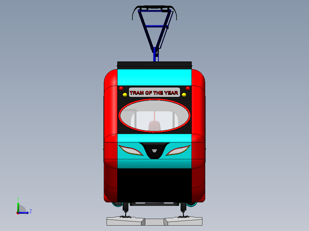 低层有轨电车low-floor-tram-2831-模型格式为 stp左视图