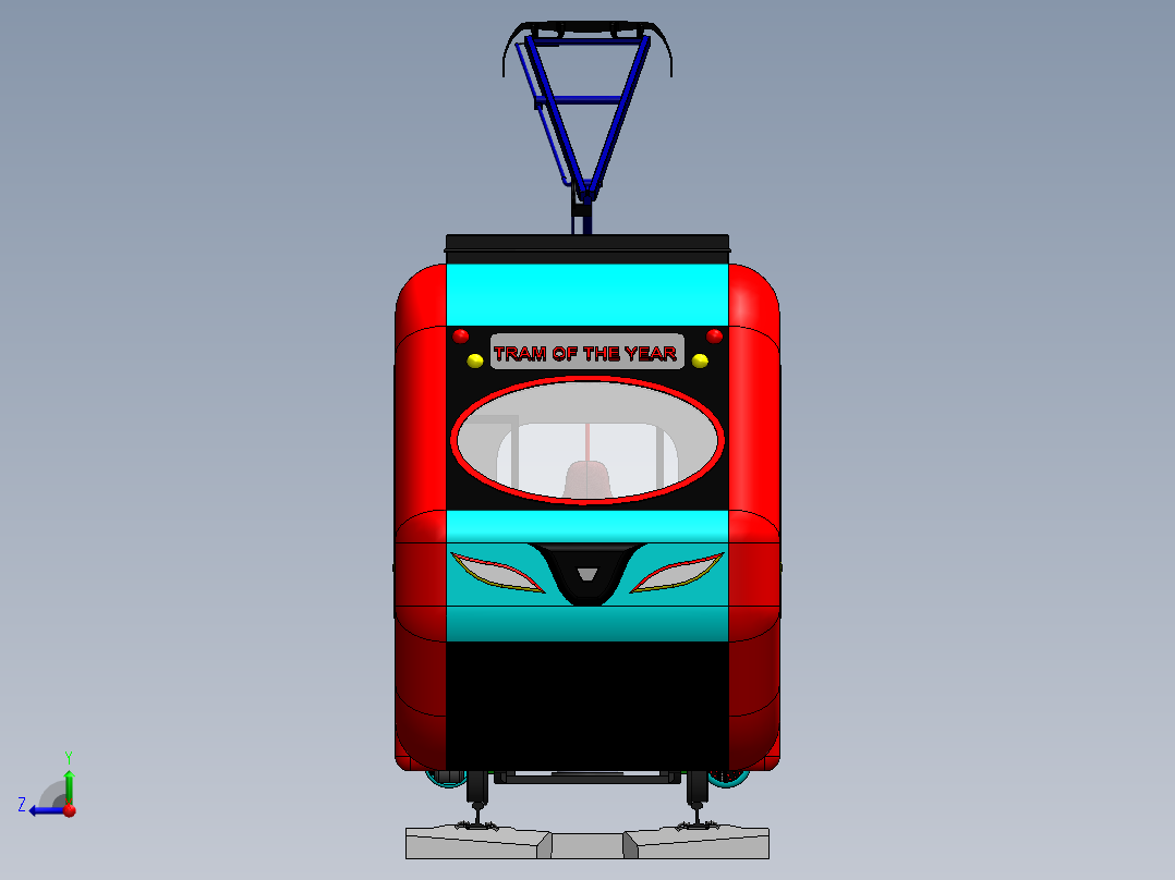 低层有轨电车low-floor-tram-2831-模型格式为 stp右视图