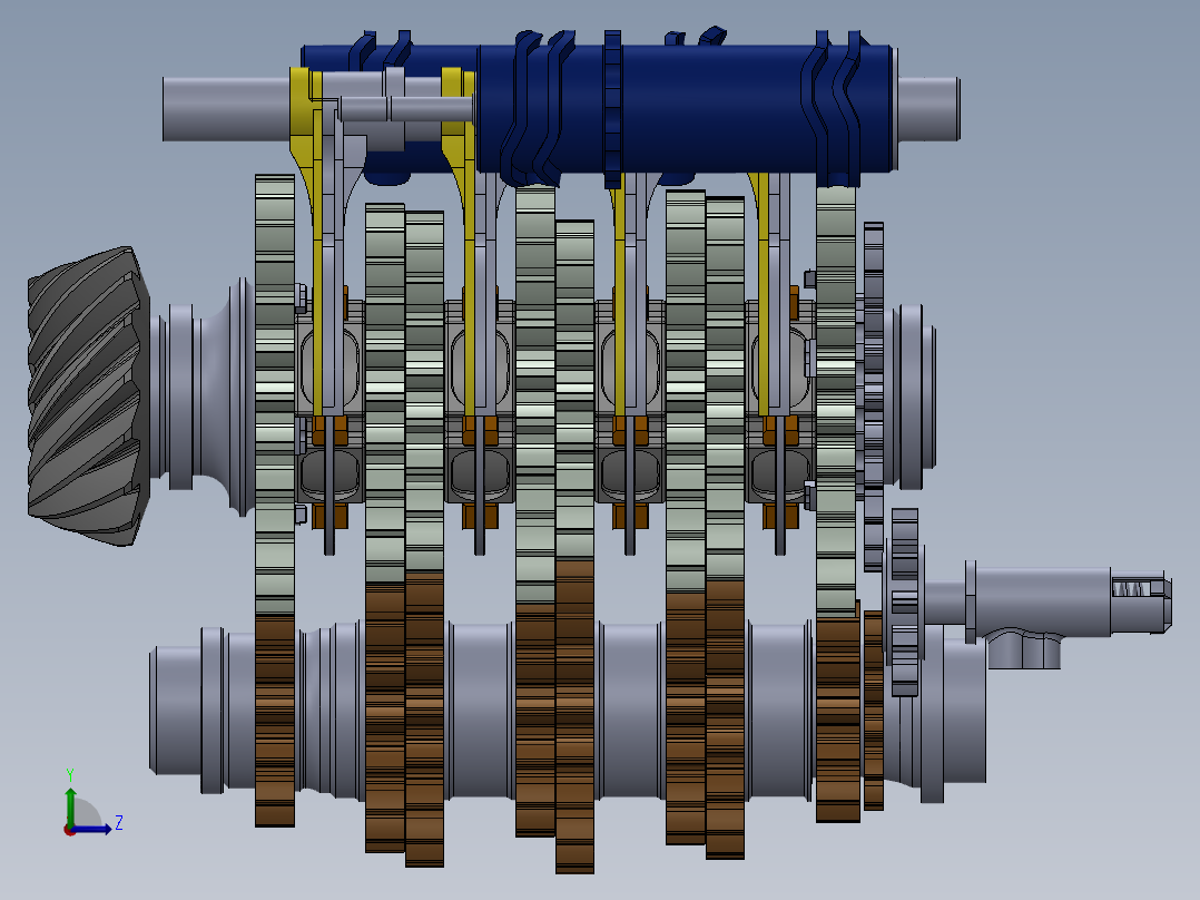 一级方程式变速箱 - 内部机构左视图
