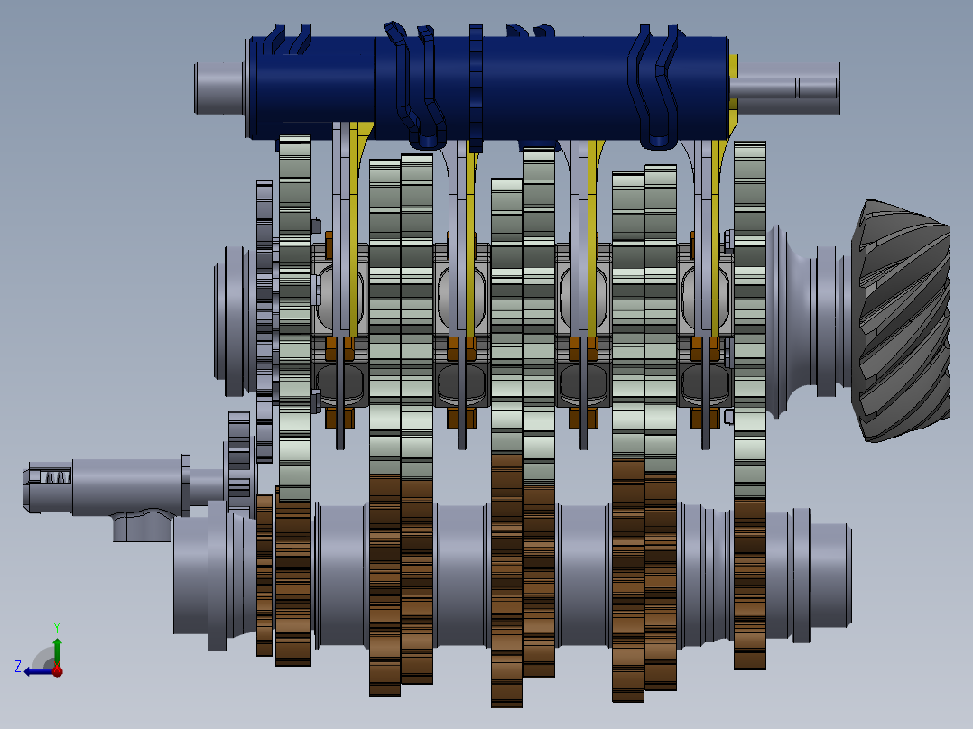 一级方程式变速箱 - 内部机构右视图
