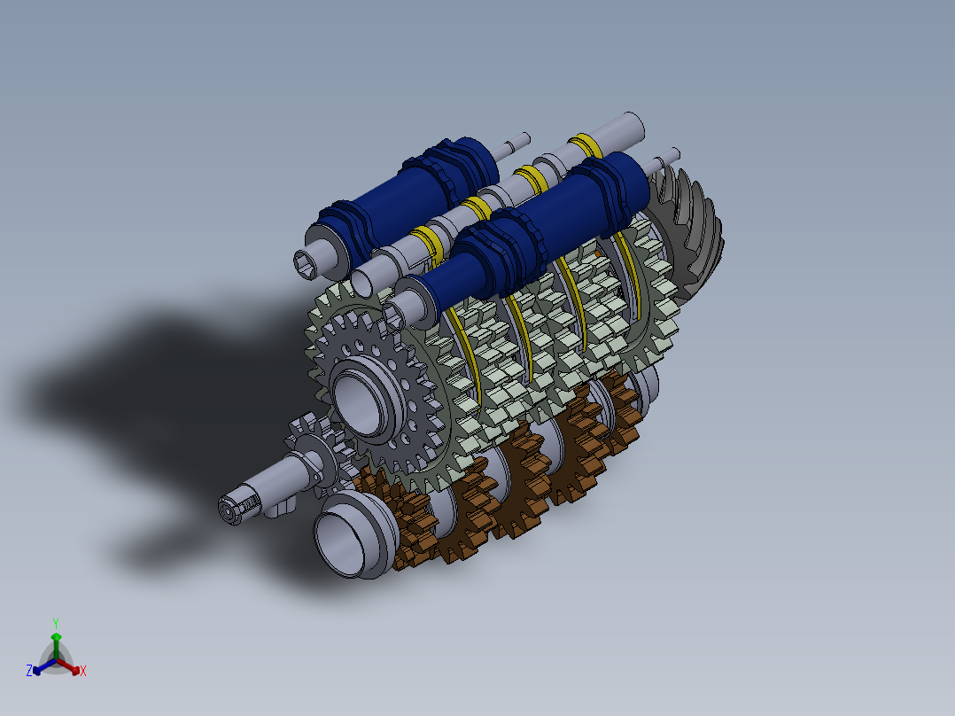 一级方程式变速箱 - 内部机构正等轴测图