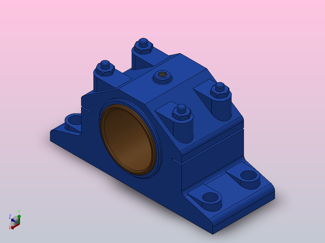 对开式四螺柱正滑动轴承_H4100正等轴测图