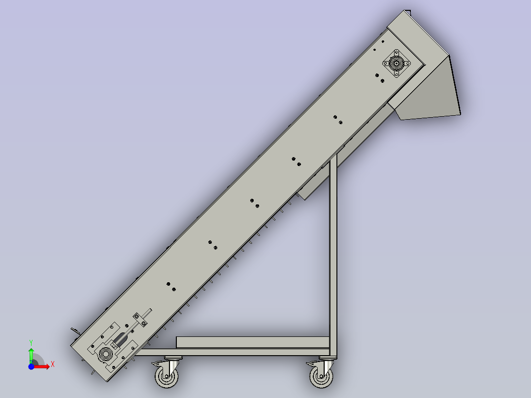 爬坡物料链板流水线前视图