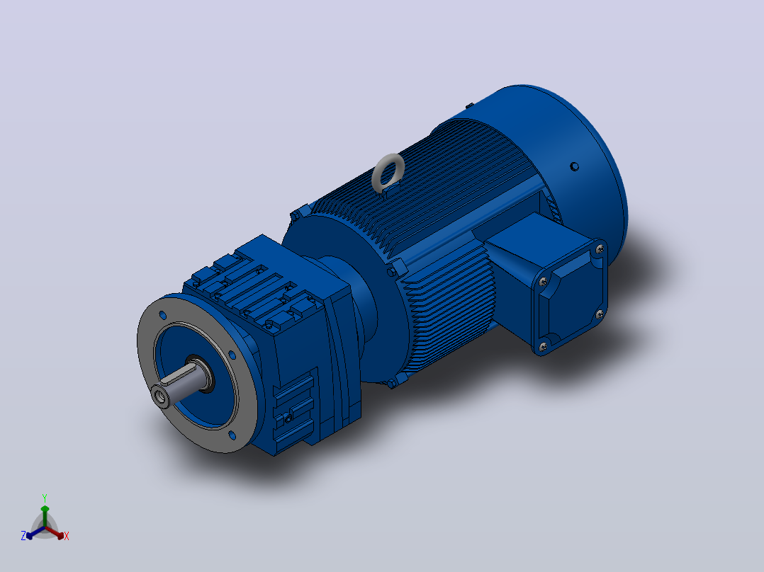 RF37法兰轴伸式安装斜齿轮减速机RF37-Y1.5-4P-90L-M1-0°-Φ200正等轴测图