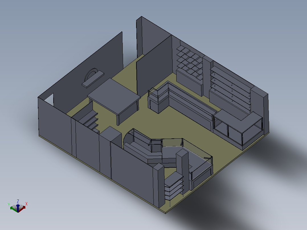 面包房3D模型主视图