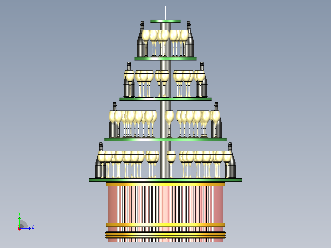香槟圆桌展示架 四层左视图