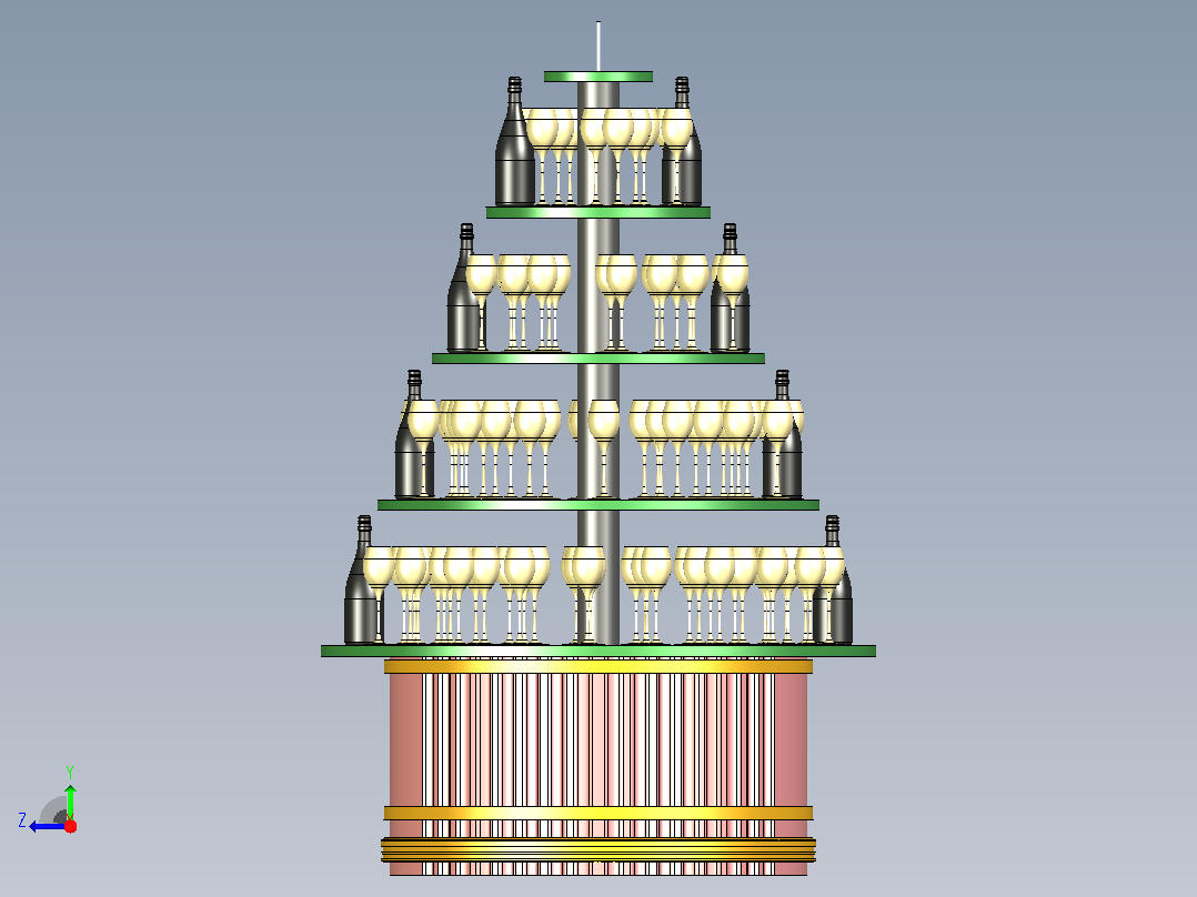 香槟圆桌展示架 四层右视图