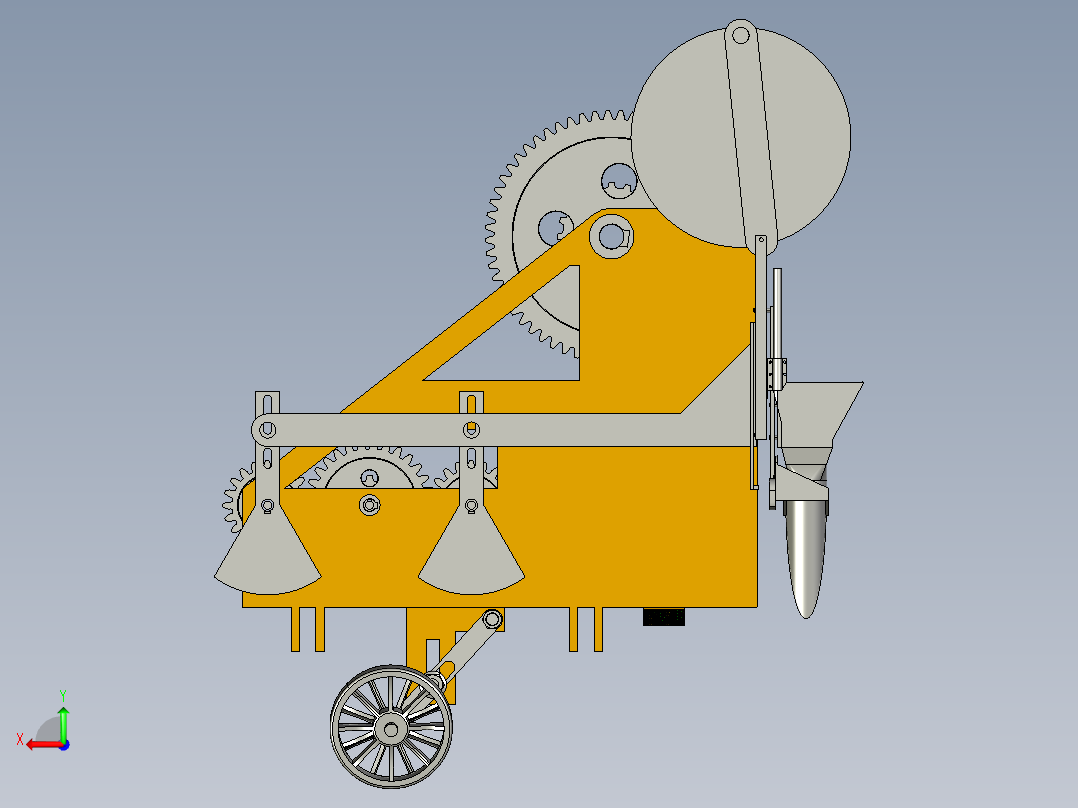 插秧机设计（cad+pro+说明书）后视图