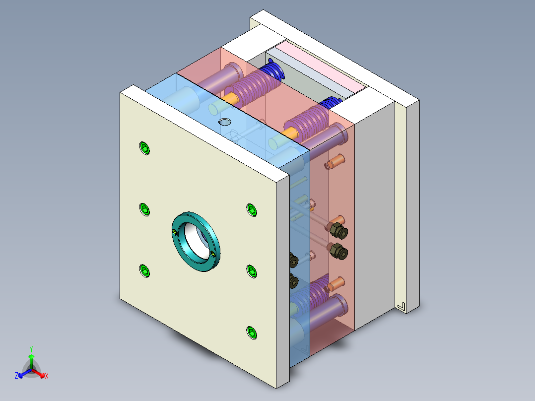 矿泉水瓶盖注塑强制脱模模具设计【一模两腔-三维图】110
