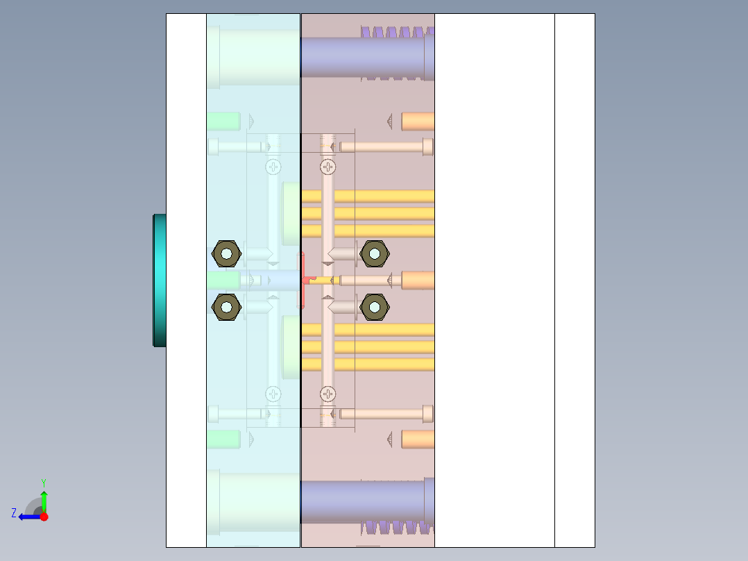 矿泉水瓶盖注塑强制脱模模具设计【一模两腔-三维图】110右视图