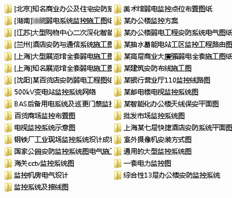安防监控弱电系统设计CAD图纸建筑施工布控机房电气接线素材