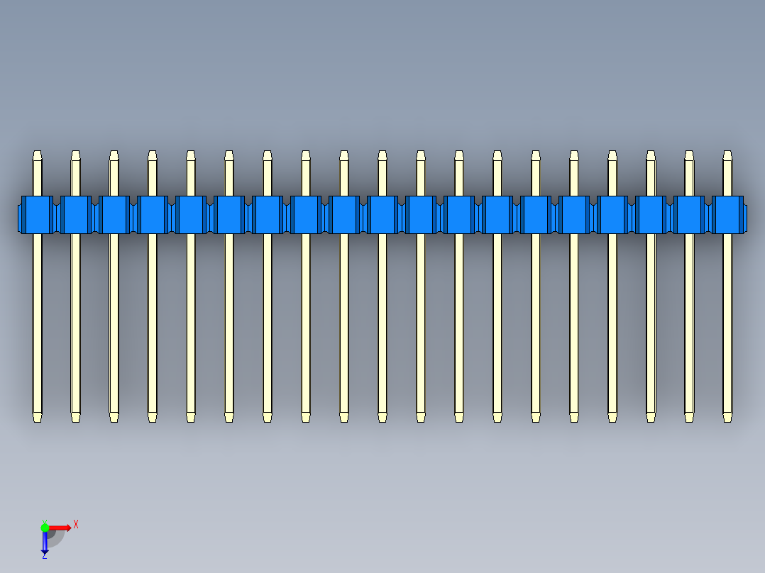 彩色公头100mil（2.54mm）系列-DS1021_blue_3x19p_100mil_Type5_rev1.0俯视图