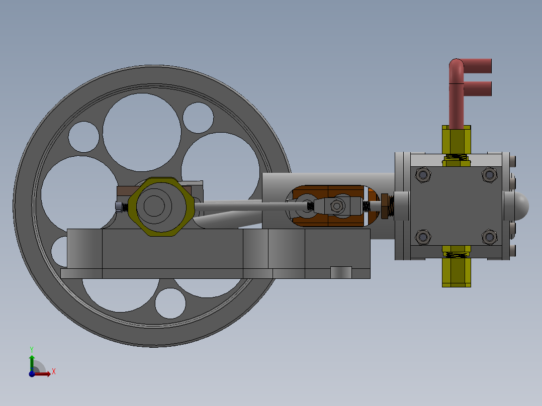 2缸水平蒸汽机前视图