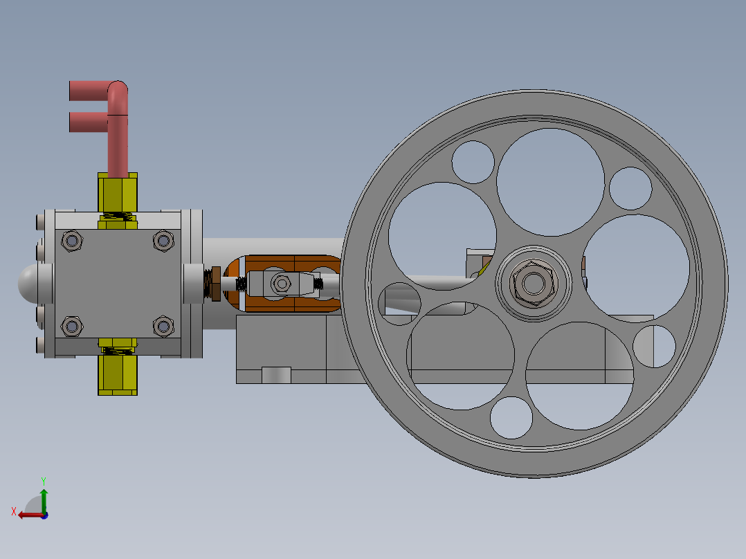 2缸水平蒸汽机后视图