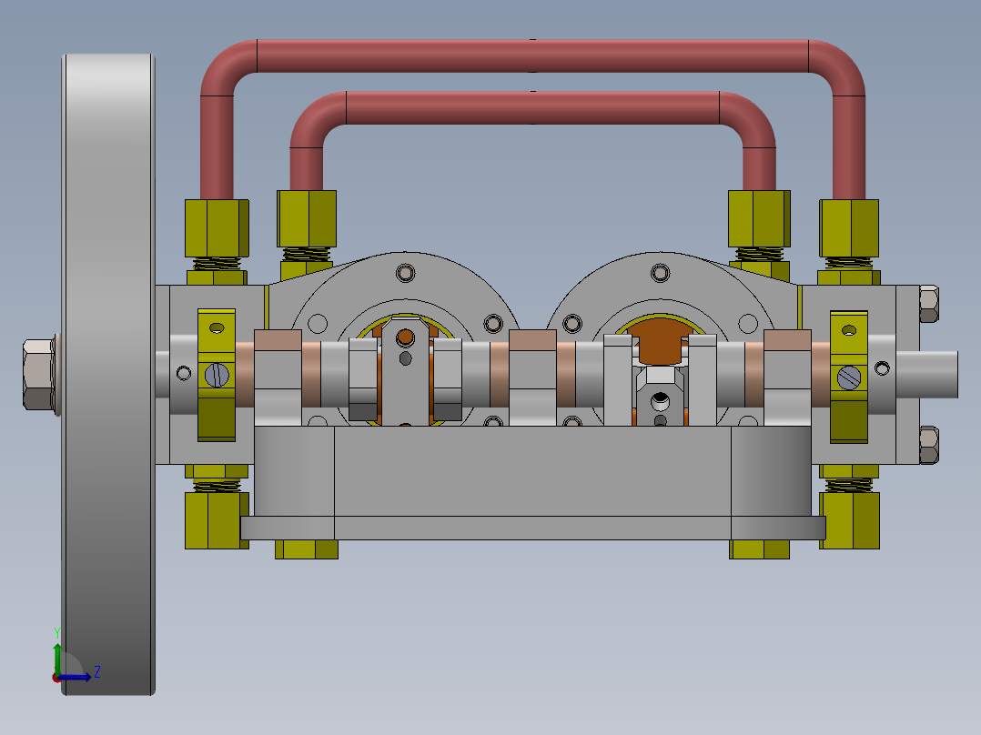 2缸水平蒸汽机左视图