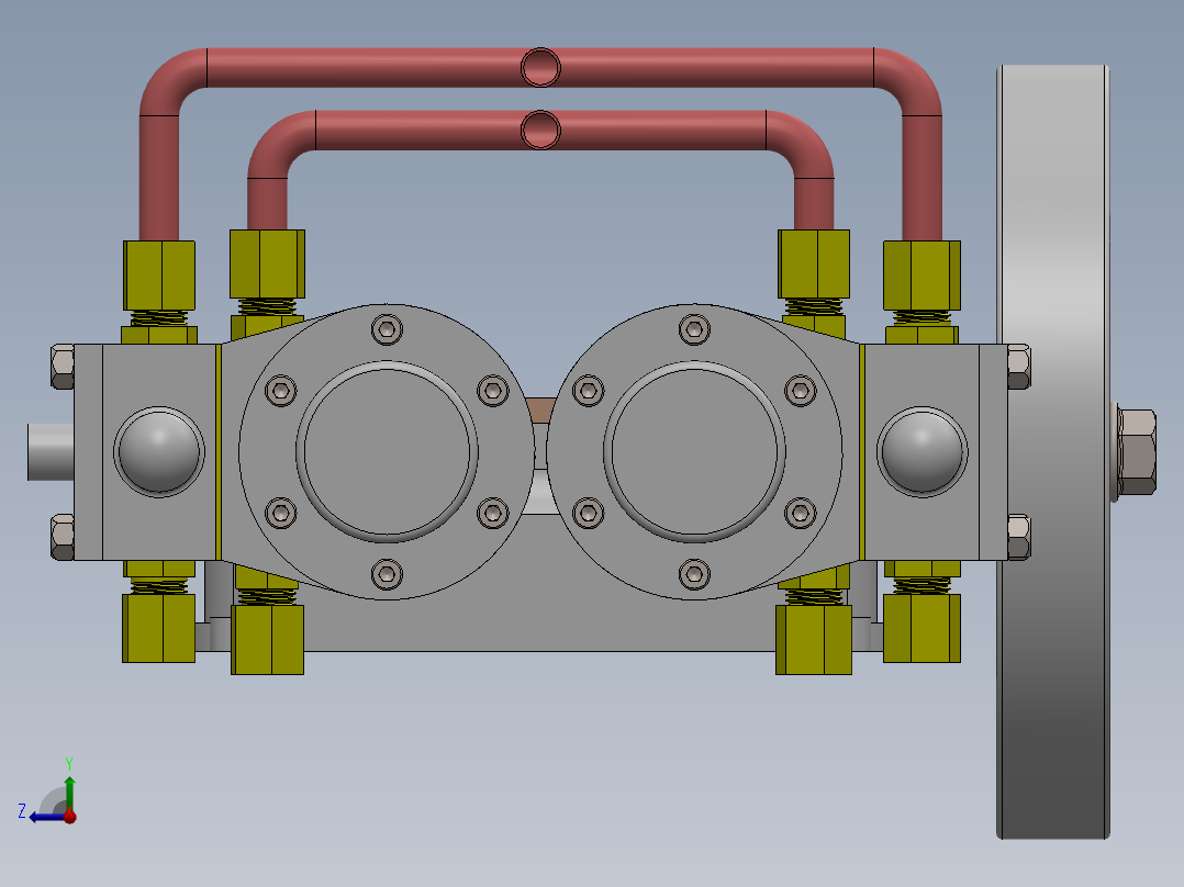 2缸水平蒸汽机右视图