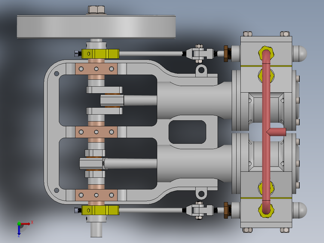 2缸水平蒸汽机俯视图