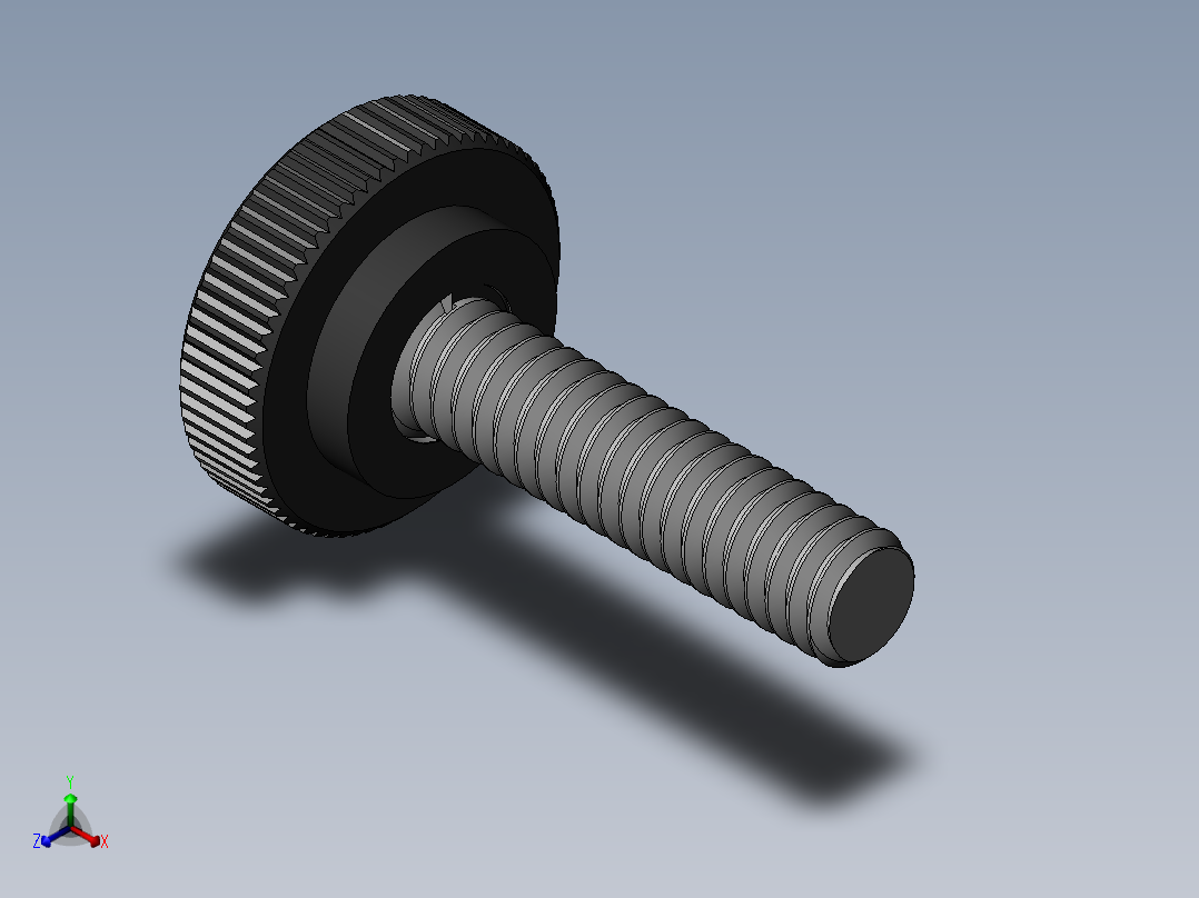 滚花旋钮-Knurled Knob 0.25x0.750x1.000.SLDPRT正等轴测图