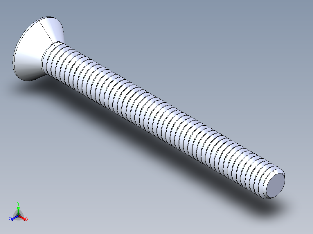 锥形内六角头螺钉-FHCS 0.3125x 3.000正等轴测图