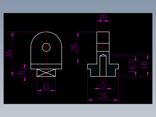 CAD格式机械制图二维100例练习-39 导向块二视图