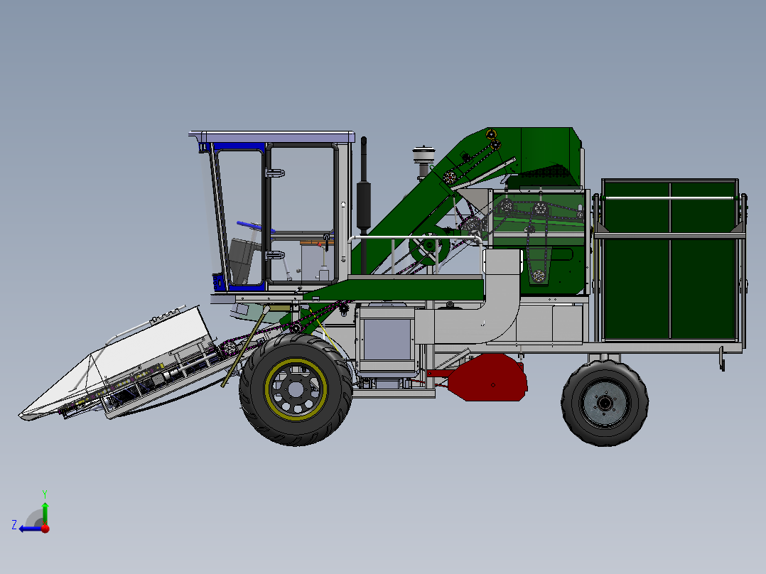 玉米收获机SolidWorks设计右视图