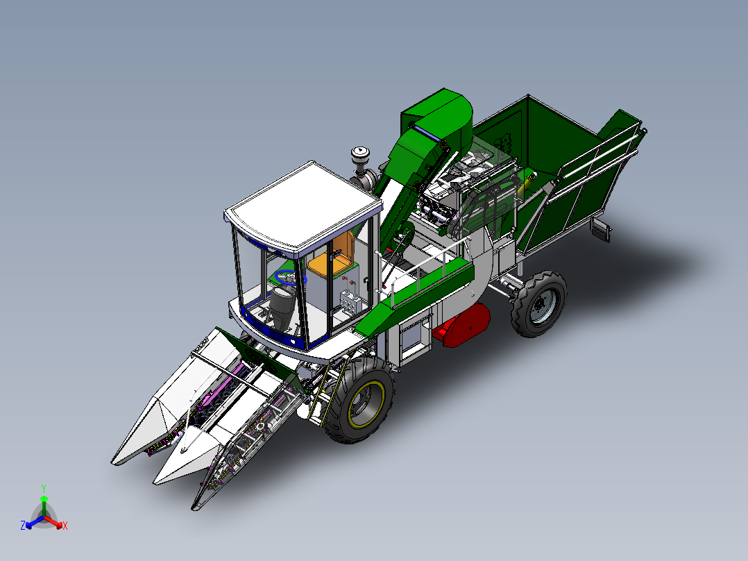 玉米收获机SolidWorks设计正等轴测图