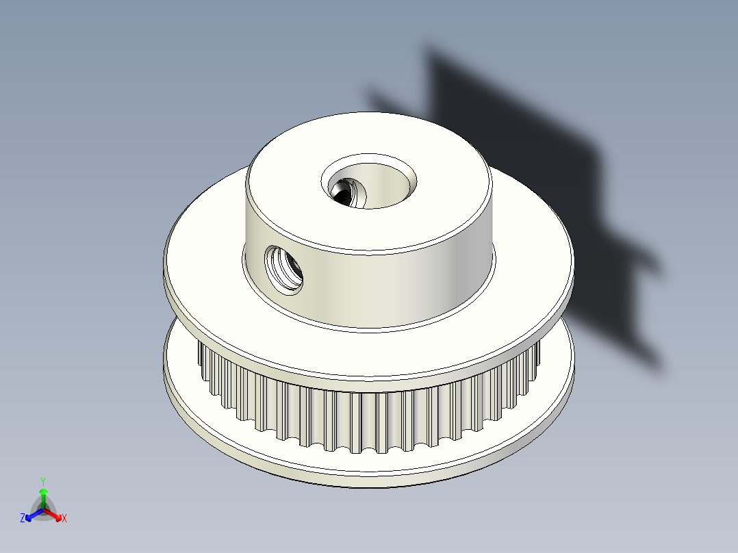 2GT滑轮，BF型，40齿，外径30毫米；6mm和10mm皮带宽度；6毫米、8毫米和10毫米孔径主视图