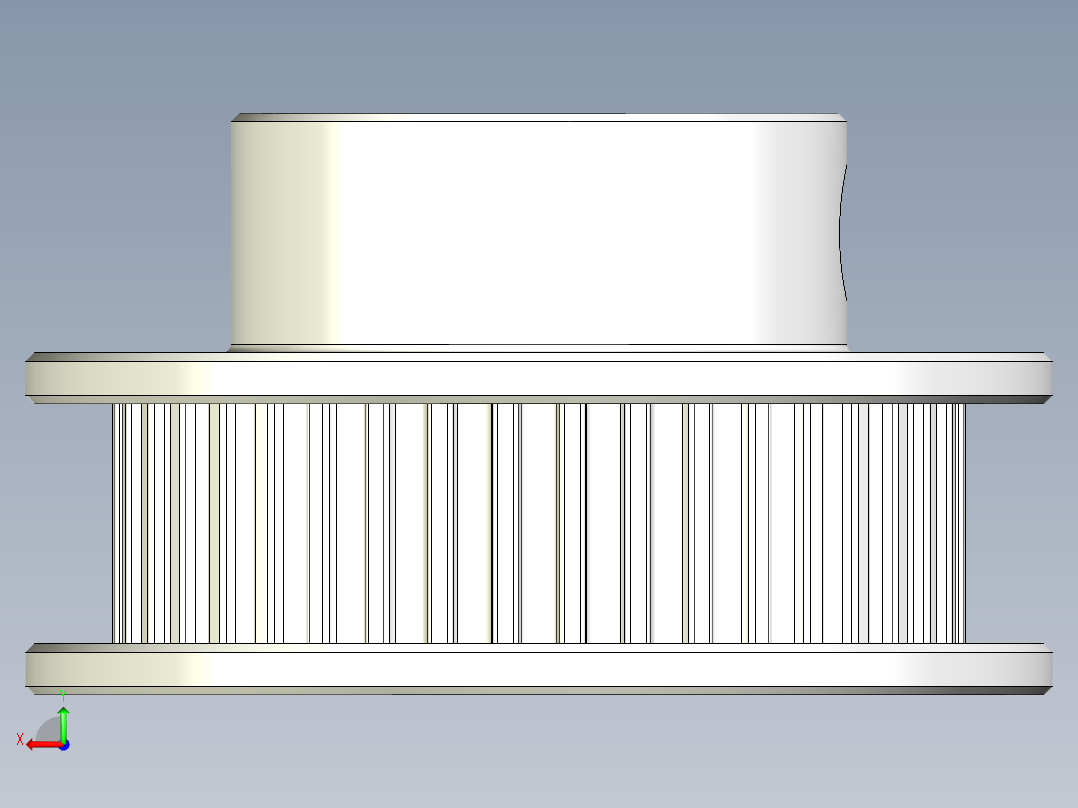 2GT滑轮，BF型，40齿，外径30毫米；6mm和10mm皮带宽度；6毫米、8毫米和10毫米孔径后视图