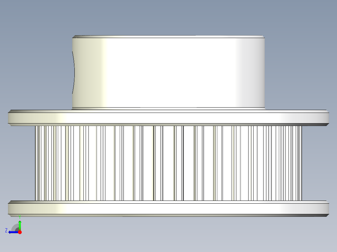 2GT滑轮，BF型，40齿，外径30毫米；6mm和10mm皮带宽度；6毫米、8毫米和10毫米孔径右视图